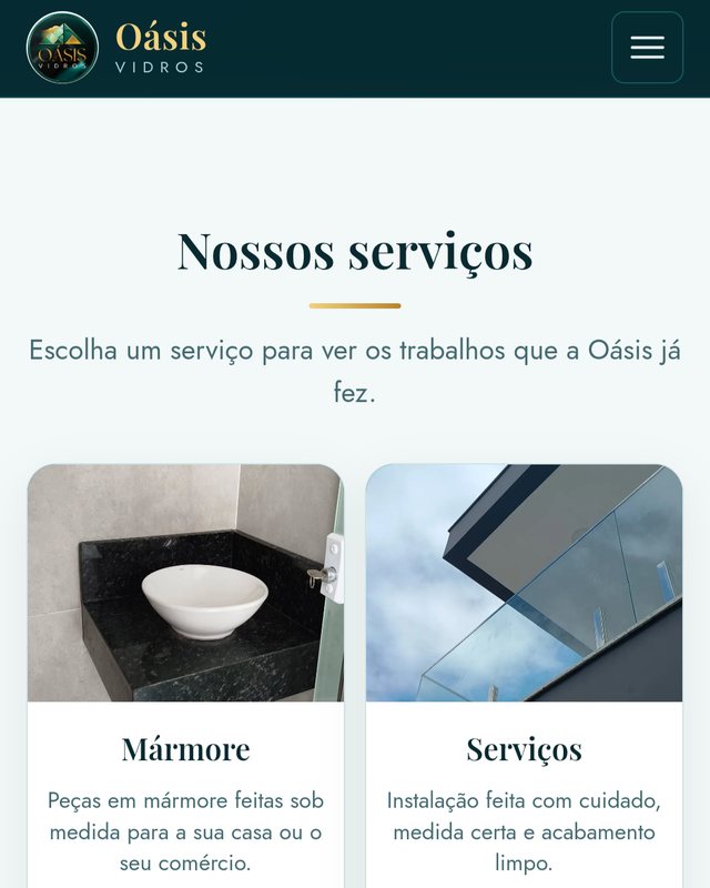 Seção de serviços com fotos de trabalhos reais